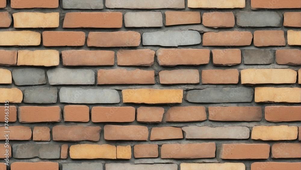 Obraz premium Aged Red Brick Wall Seamless Texture. AI Generated 