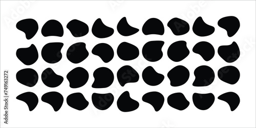 Abstract liquid blotch fluid silhouettes shape random colored forms modern graphic elements minimalist social media cute sticker chat doodle style collection illustration isolated on white background.