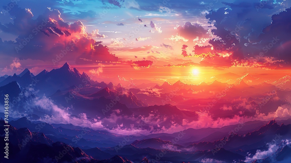 sunset in the mountains landscape