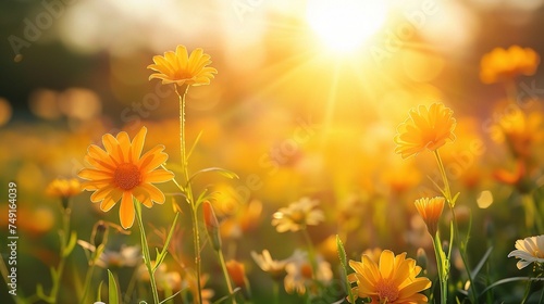 flowers in the meadow in the sunlight
