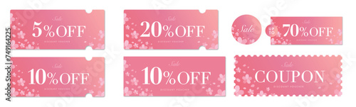 セールに使える桜とピンクグラデーションのクーポンベクターアイコンセット1