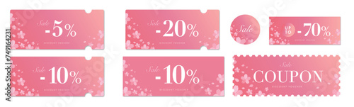 セールに使える桜とピンクグラデーションのクーポンベクターアイコンセット2