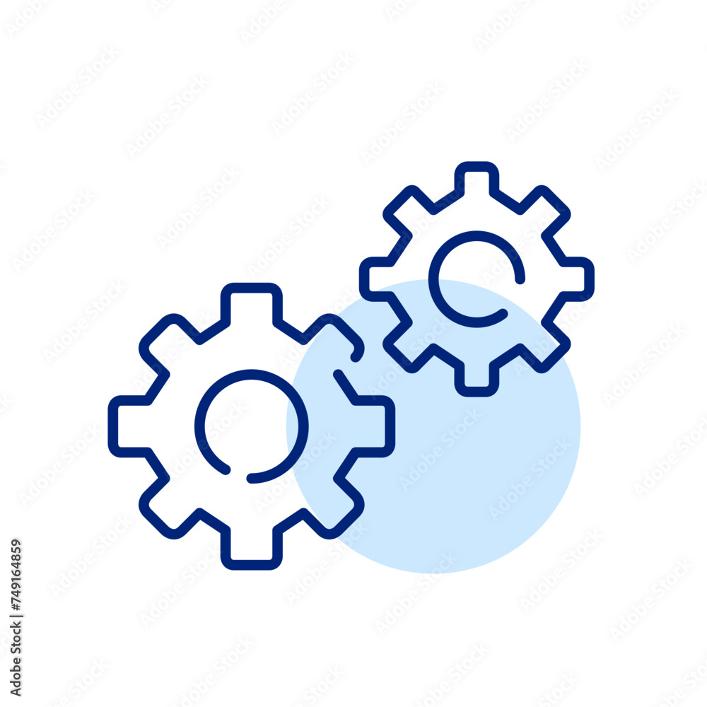 Cogwheel icon representing precision engineering. Synchronized cohesive mechanism operation. Pixel perfect vector icon Cogwheel icon representing precision engineering. Synchronized cohesive mechanism operation. Pixel perfect vector icon
