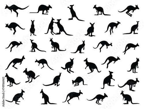 Kangaroo silhouette vector art white background