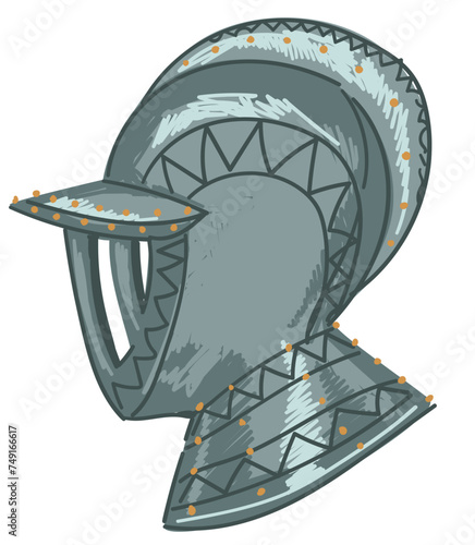 Military helmet of knight, warrior armour vector