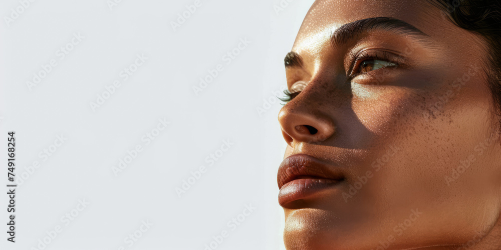 Young woman portrait showcasing her skin care with a a copy space background Young woman portrait showcasing her skin care with a a copy space background