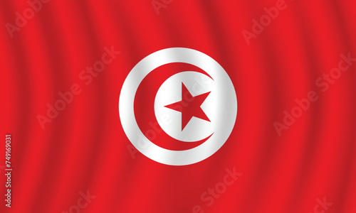 Flat Illustration of Tunisia flag. Tunisia national flag design. Tunisia Wave flag.
