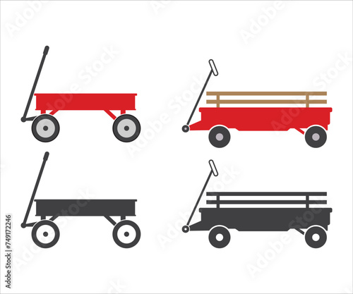 Red Wagon SVG, Red Wagon Vector, Silhouette, Cricut file, Clipart, Cuttable Design