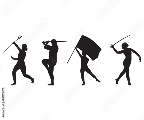 Color Guard Vector, Marching Band Silhouette, Male Color Guard, Marching Band SVG, Color Guard Vector, Color Guard Flags, Guard Rifle