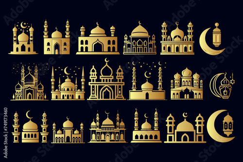 set of collection mosque vector design