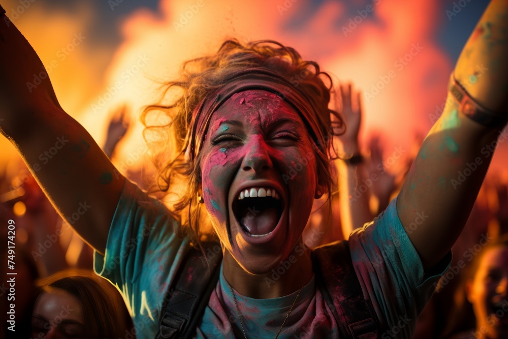 festival of colors, holi in india with a lot of people