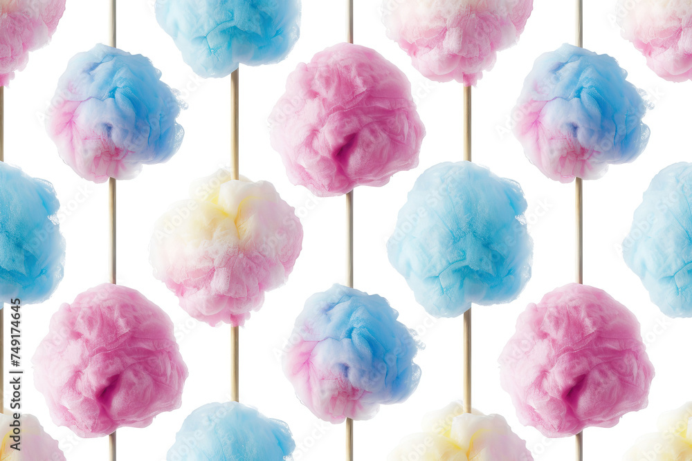 Obraz premium Pattern with cotton candy on white background.