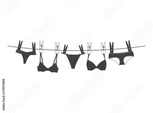 Clothesline, Line of Clothes, women Clothesline, Clothesline silhouettes, Clothesline Drying Clothes svg, Cut files for