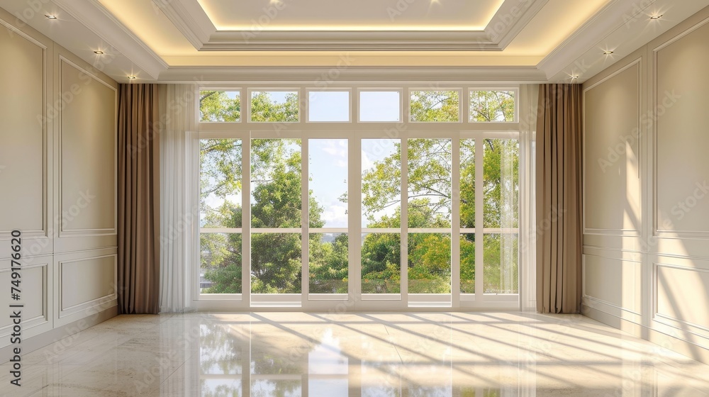 Fototapeta premium empty room light window old house, tone pastel