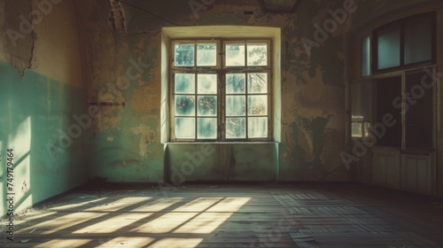 old empty room light window old house  tone pastel