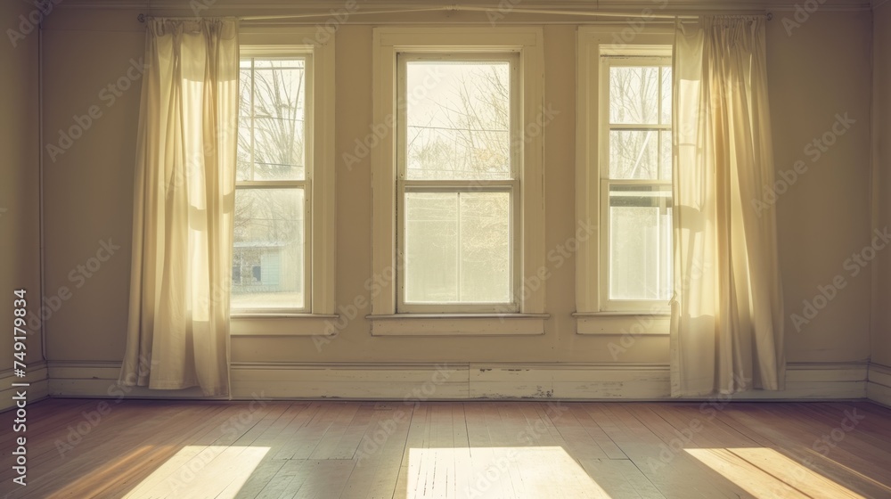 old empty room light window old house, tone pastel