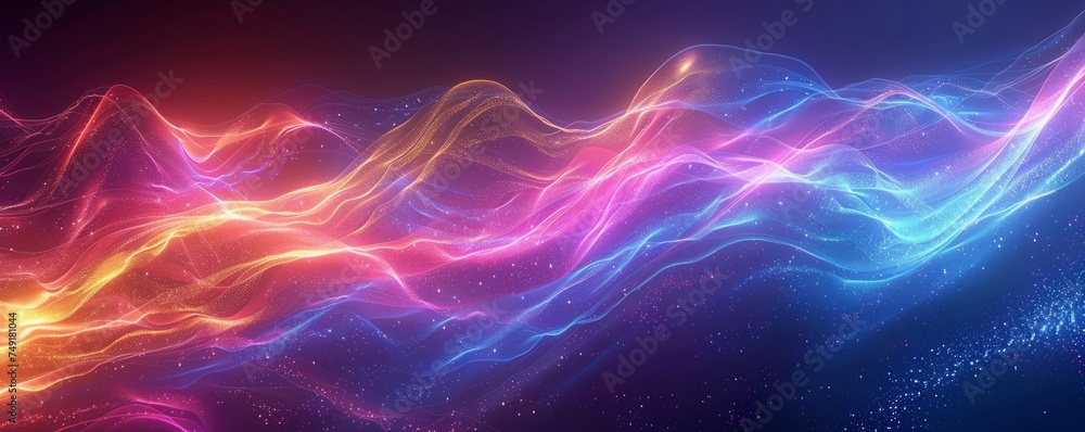Multicolor wallpaper big data wave shape with futuristic digital background for technology