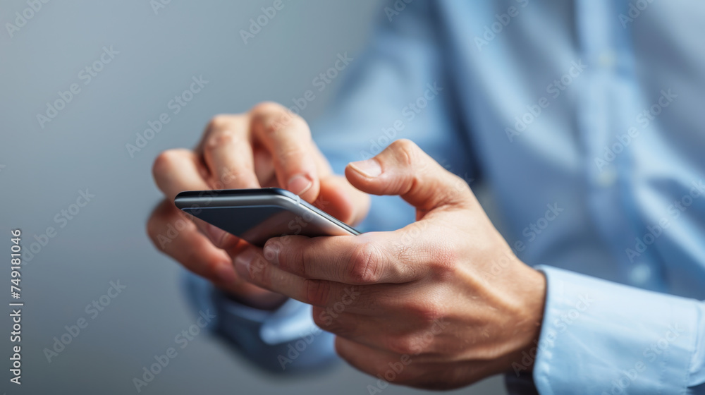 close-up of a man's hands using a smartphone close-up of a man's hands using a smartphone