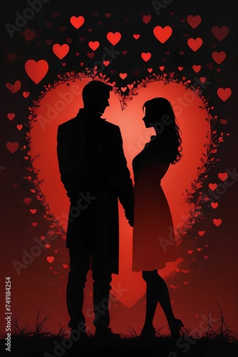 Beautiful silhouette with red coloured love theme perfect for valentine imagery
