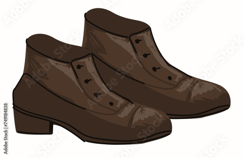 Vintage men boots, leather retro shoes in store