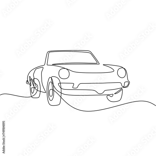 Single continous line art of classic car