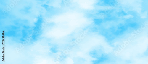 Blue sky with cloud .Beautiful blue sky with white clouds .bright cloud cover in the sun calm clear winter air background .gradient light white background.	