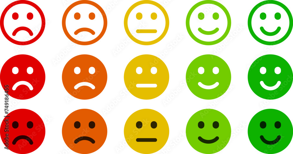 Emotional Mood scale emoji. Customer Satisfaction Indicator Emoticons Isolated Vector. Emotional Mood scale emoji. Customer Satisfaction Indicator Emoticons Isolated Vector.