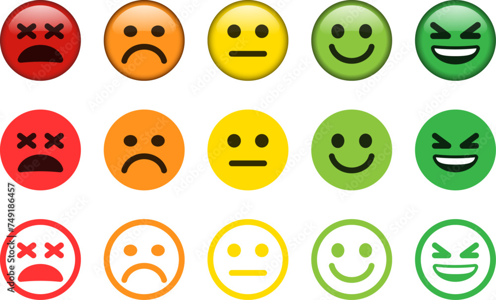Satisfaction Rating Button with Mood Emoticon Satisfaction Rating Button with Mood Emoticon