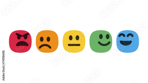 Satisfaction Feedback Rate Form Emoticons Square Emoticon. photo