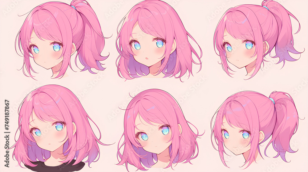 set of cute anime girl hairstyles set of cute anime girl hairstyles