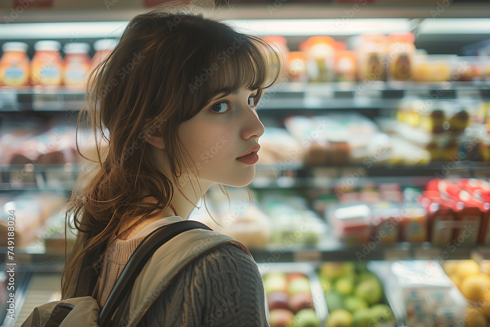 Young Woman Grocery Shopping 