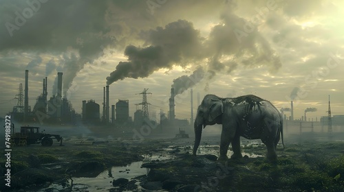 Elephant in Post-Apocalyptic Landscape photo
