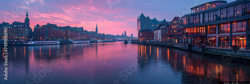 The Concert Hall Elbphilharmonie, Scenic summer night panorama of the Old Town  architecture pier in Stockholm, Sweden © Zafar