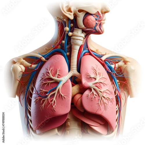 Anatomy model of human brain, heart, lungs