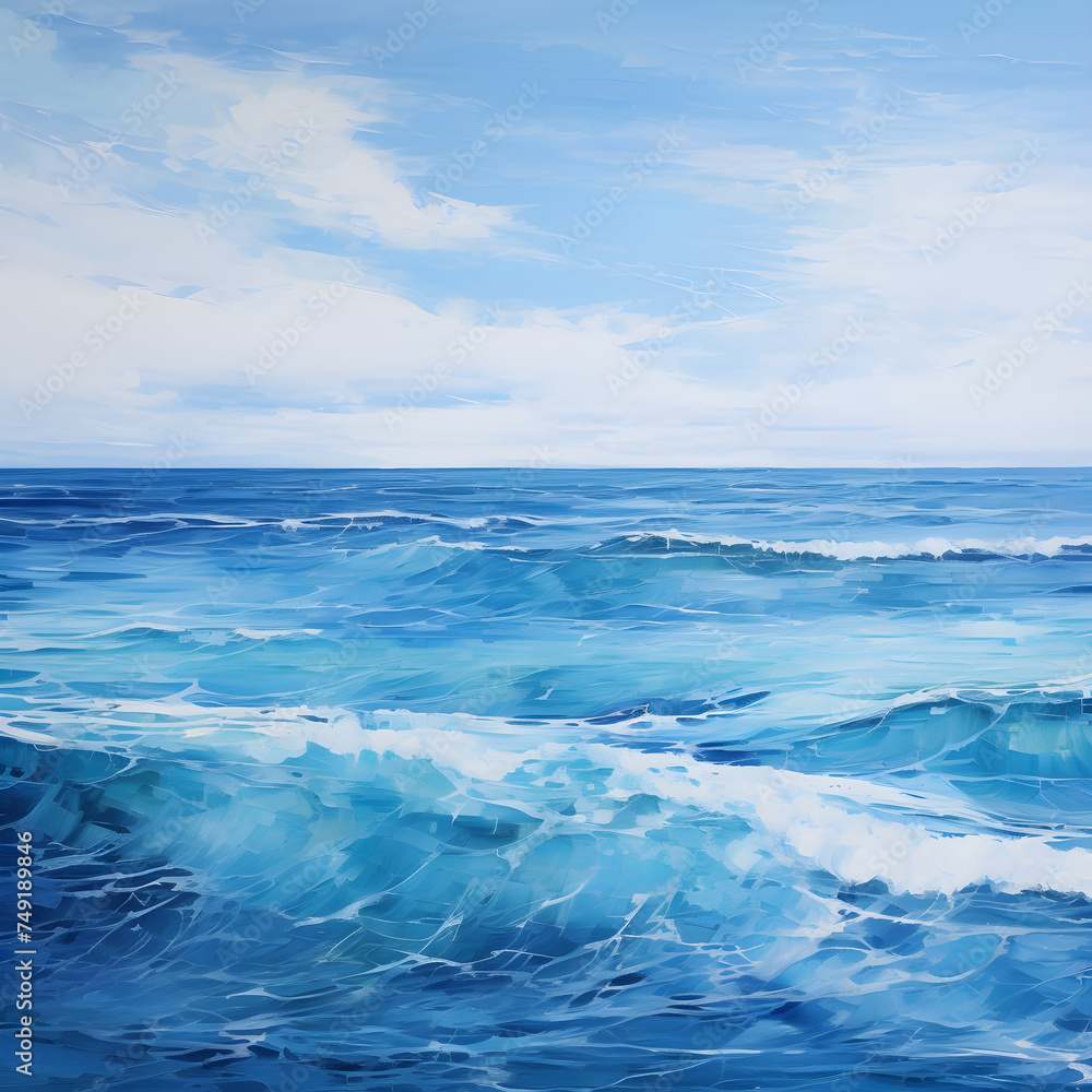 Fototapeta Mesmerizing Blue Ocean Expanse: A Symbiosis of Sky, Water, and Light