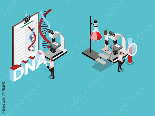Medical Healthcare Genetic Science Technology 3d isometric vector illustration
