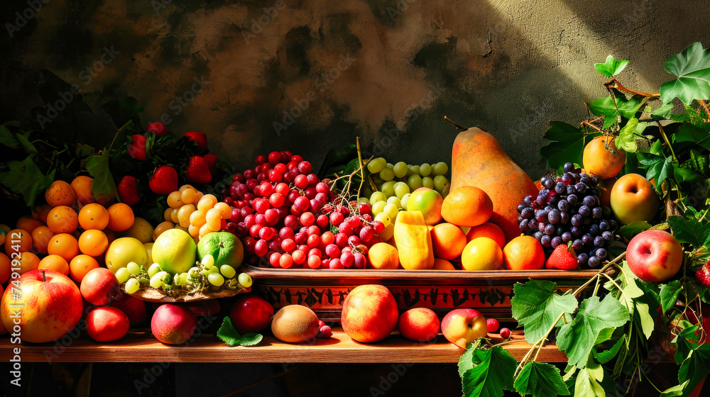 Assorted Fruits Packed in a Wooden Crate Assorted Fruits Packed in a Wooden Crate