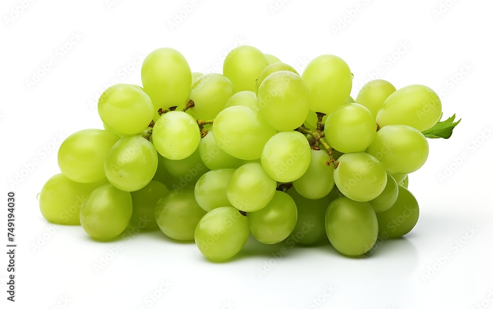 Green grapes isolated on white background