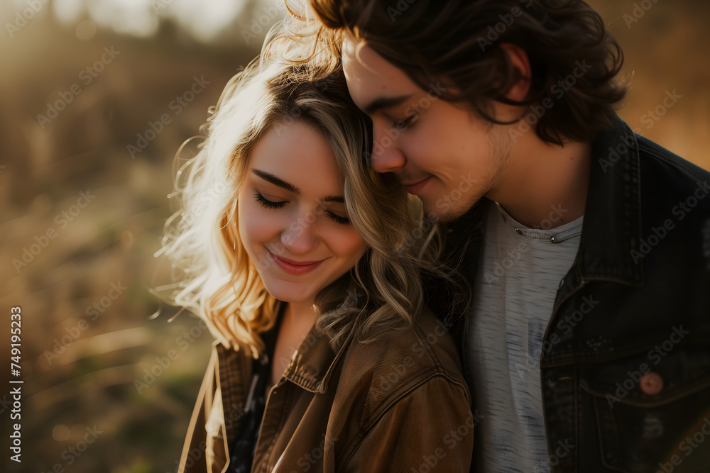 He is hitting on her. Heterosexual relationships concept. Neural network generated image. Not based on any actual scene or pattern. He is hitting on her. Heterosexual relationships concept. Neural network generated image. Not based on any actual scene or pattern.