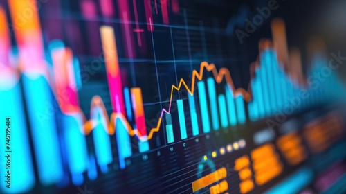 Wallpaper Mural analysis on the monitor. Concept of fundamental and technical analysis. Stock market charts Torontodigital.ca