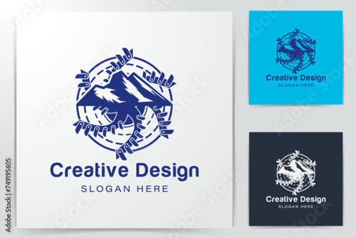 mountain and cutter. drilling. coal mine logo Ideas. Inspiration logo design. Template Vector Illustration. Isolated On White Background