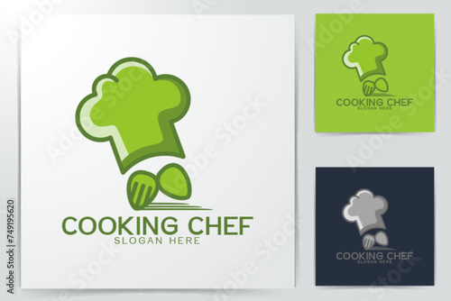 chef hat. spoon and fork. fast delivery logo Ideas. Inspiration logo design. Template Vector Illustration. Isolated On White Background