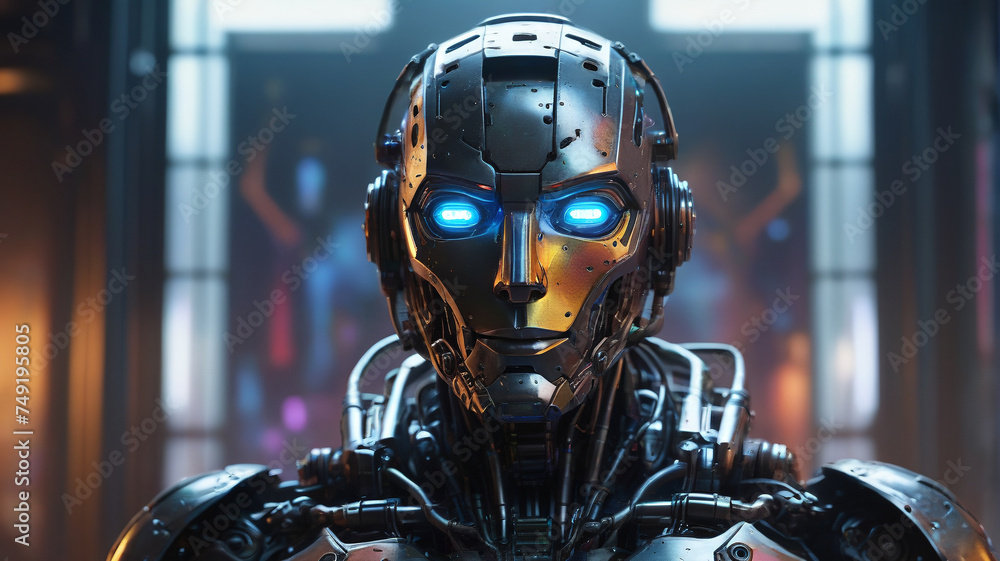 Bust of a menacing military robot, generative AI
Bust of a menacing military robot, generative AI