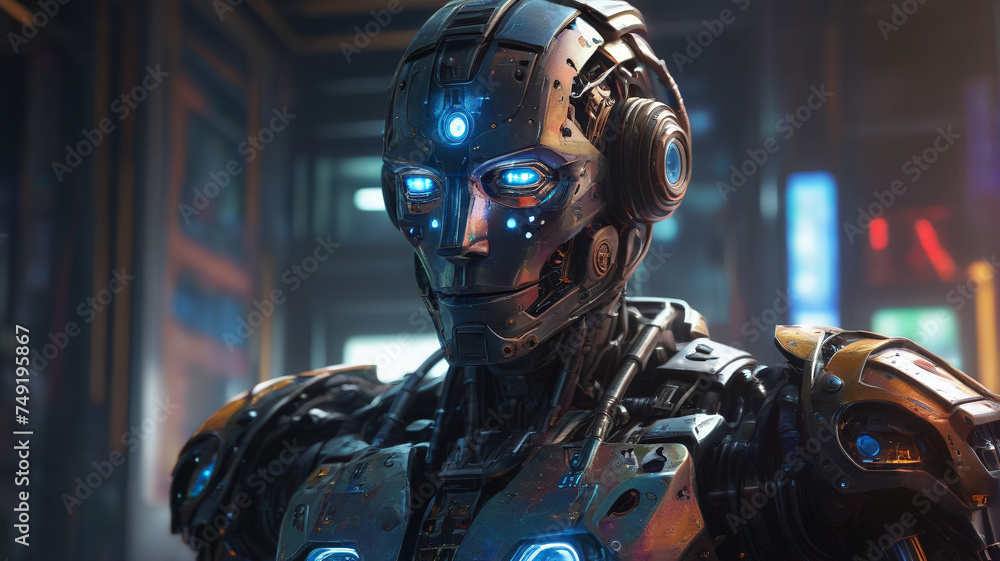 Bust of a menacing military robot, generative AI
Bust of a menacing military robot, generative AI