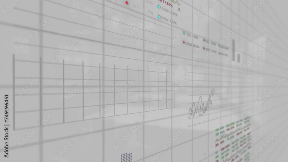 Animation of financial data processing on white background Animation of financial data processing on white background