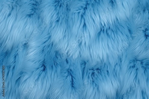 Azure furry texture backdrop close up. Abstract animal navy blue fur background. Fluffy turquoise pattern for design