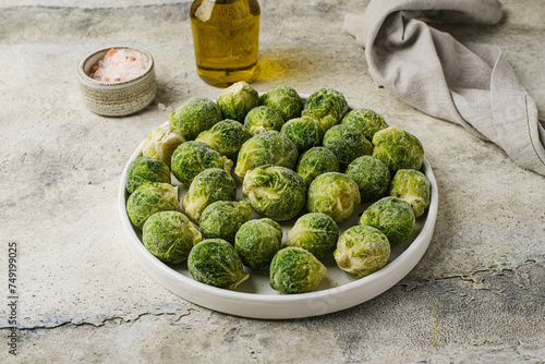 frozen Brussels sprouts on a plate