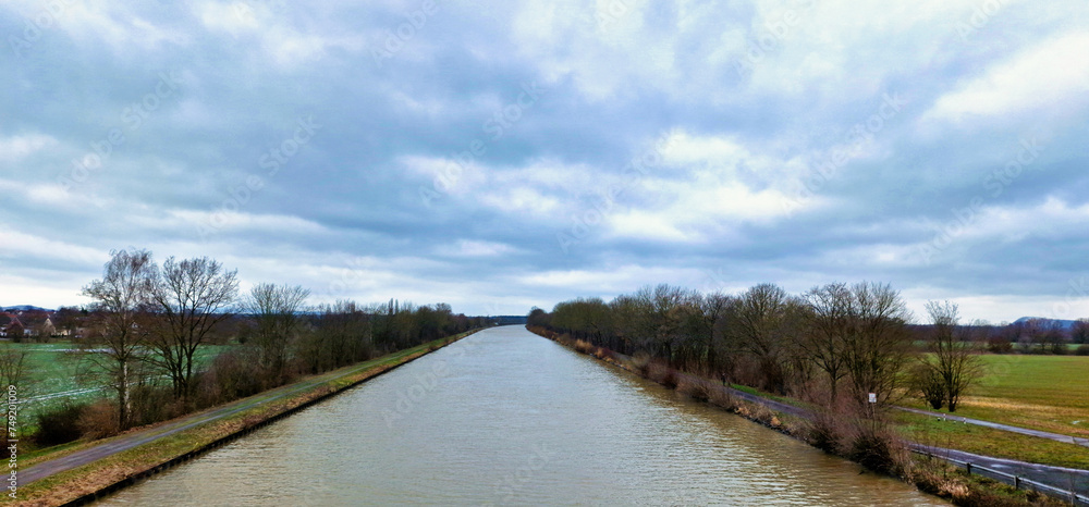 Mittelland Canal Wonstorf under cloudy skies