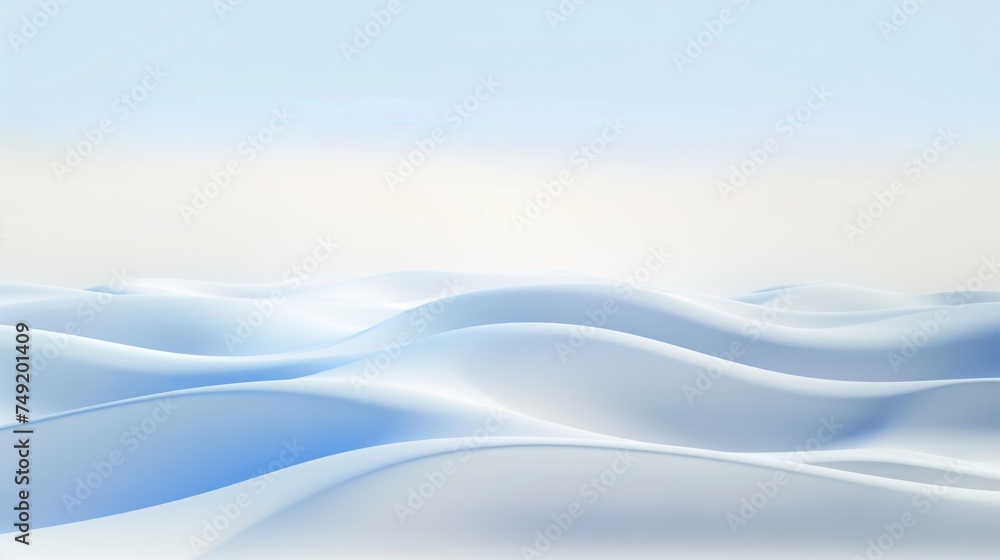 Serene Landscape of Glossy Waves on a Light Grey Background