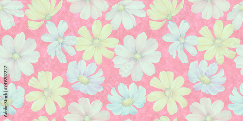 floral seamless background, hand drawn watercolor pattern of rudbeckia flowers, abstract illustration for wallpaper and packaging design